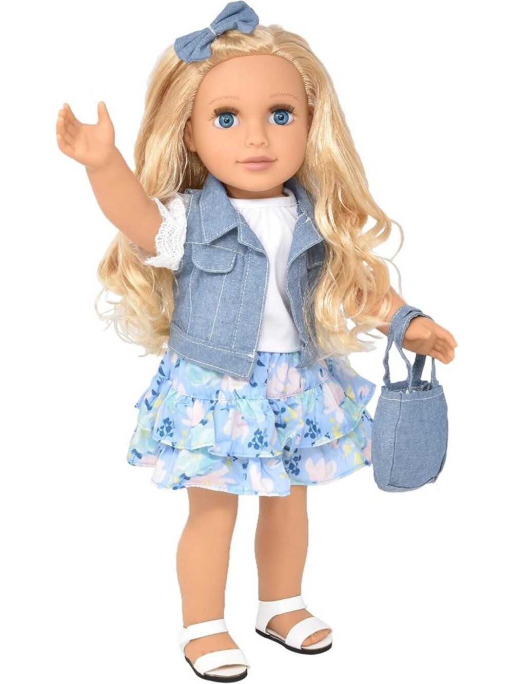 18" Fashion Doll with Long Blonde Hair, Blue Eyes, Floral Outfit & Accessories